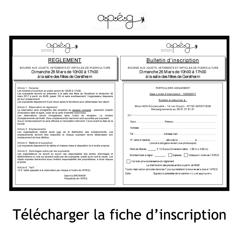 fiche inscription bourse